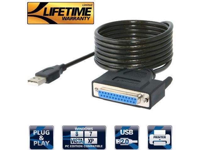 SABRENT USB 2.0 to DB25 IEEE-1284 Parallel Printer Cable Adapter [THUMBSCREWS Connectors] (CB-DB25)