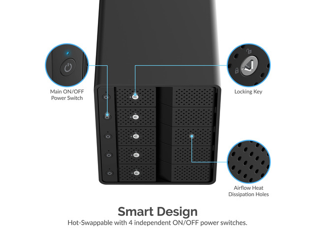 SABRENT USB 3.2 5-Bay 3.5' SATA Hard Drive Tray-Less Docking Station (DS-SC5B)