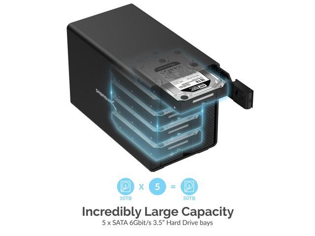 SABRENT USB 3.2 5-Bay 3.5' SATA Hard Drive Tray-Less Docking Station (DS-SC5B)
