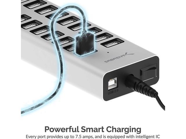 SABRENT 90W 20-Port USB 2.0 Fast Charger, 12V Power Supply Included (AX-P20C)