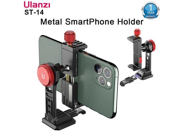 Ulanzi ST-14 Iron Man III Aluminum Alloy Phone Clip Mount Holder Cold Shoe Tripod Mount for LED Light Mic Vlog Mount Smartphone