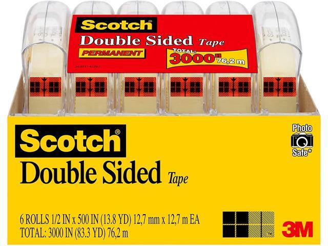 Scotch Double Sided Tape, 1/2' x 500', 6pk.
