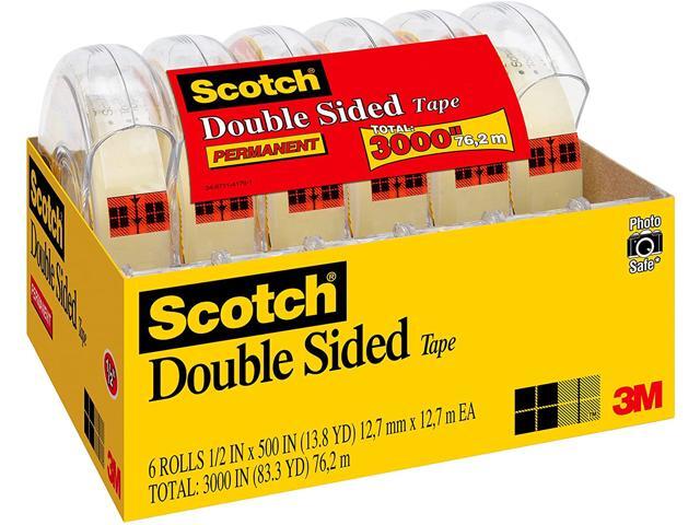 Scotch Double Sided Tape, 1/2' x 500', 6pk.