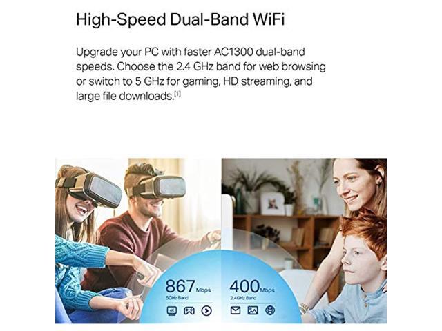 TP-Link USB WiFi Adapter for PC (Archer T4U Plus)- AC1300Mbps Dual Band Wireless Network Adapter for Desktop with 2.4GHz / 5GHz High Gain 5dBi...