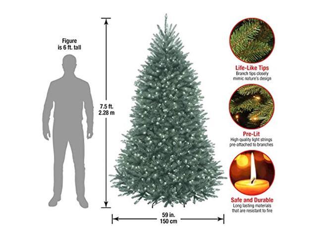 National Tree Company DUBH75LO 7.5 ft. Pre-Lit Dunhill Fir Blue Spruce Tree - 59' x 59' x 90' - Blue Tree, Green Tree Stand