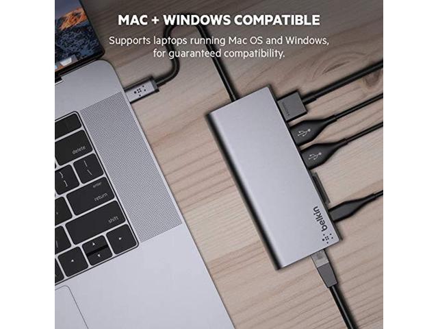 Belkin - 4-Port USB Type-C Hub with Gigabit Ethernet Adapter - Space Gray - image 6