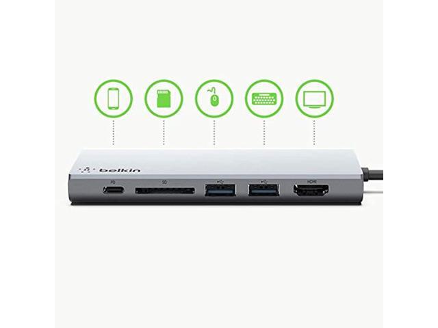 Belkin - 4-Port USB Type-C Hub with Gigabit Ethernet Adapter - Space Gray - image 7