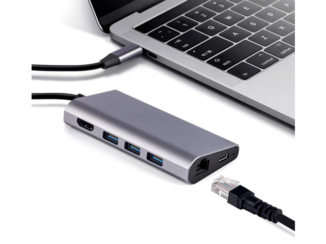 Suntapower USB Hub C 8 En 1 Aluminium Multi Type de Port Adaptateur C Hub Combo Pour Macbook Pro BT059