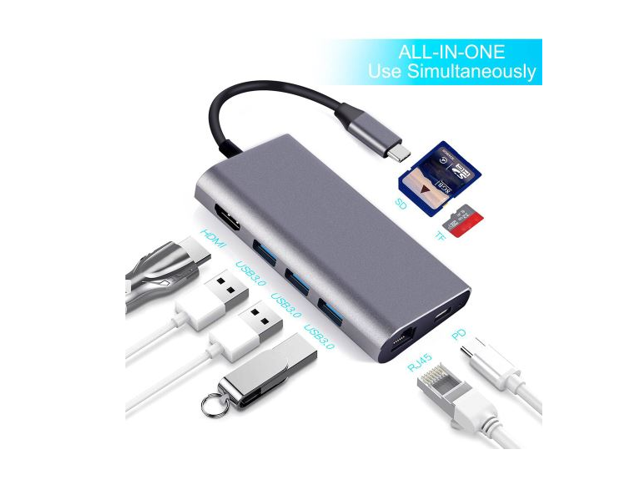 Suntapower USB Hub C 8 En 1 Aluminium Multi Type de Port Adaptateur C Hub Combo Pour Macbook Pro BT059