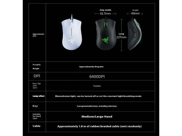 AULA DeathAdder Essential Gaming MouseErgonomic design 6400 DPI Optical Sensor - 5 Programmable Buttons - Mechanical Switches - Rubber Side Grips -...