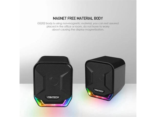 FANTECH GS202 Wired Speaker,45MM Driver Unit,45MM 85dB Signa-to-Noise Ratio with OLED Screen, RBG Control, black