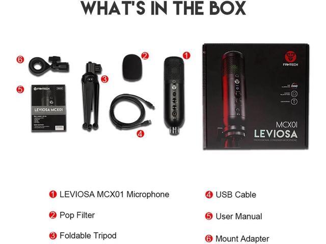 Fantech Professional MIC MCX01 LEVIOSA MicrophonesDynamic Microphone USB for PC/HP/Laptop Boom Arm, Black