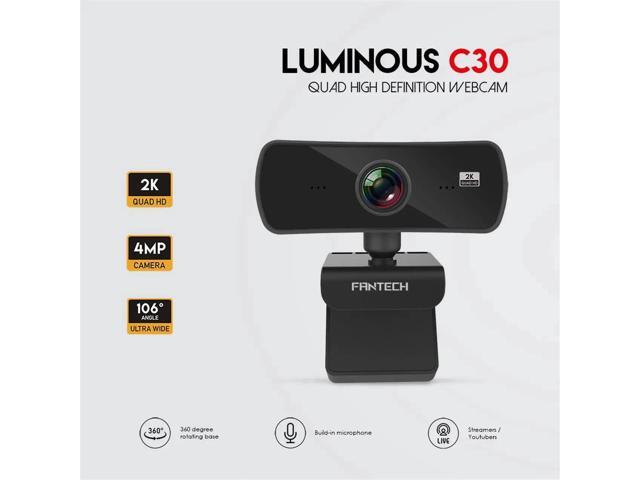 Fantech C30 Webcam 2K 4MP Luminous QHD Video 2560x1440p, 360° ROTATION, black