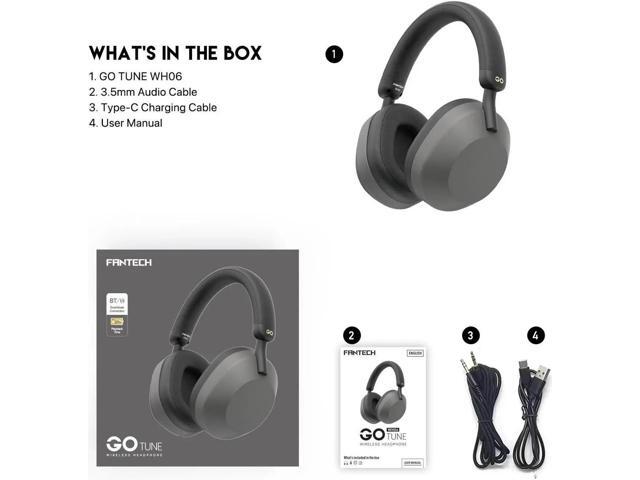 FANTECH WH06 Go Tune Wired & Wireless Headphones, With Easy Control Buttons & Long Lasting Battery, Black