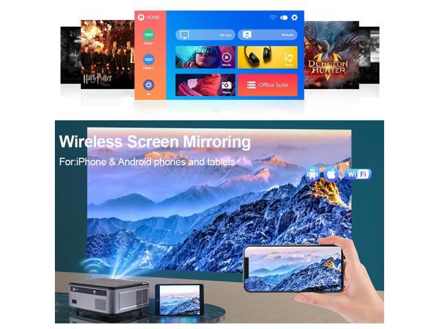 1080P FULL HD Video Projector with Carry Bag and 100' Screen, 7500 Lumen WIFI Projector for iPhone Android iOS Smartphone, Wireless Projector...
