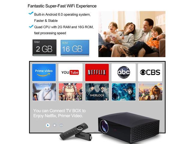 1080P Native WiFi Projector, 4200 Lumens LED Android Bluetooth Video Projector, Support 4K 300' Display, with HDMI, USB, SPDIF, Compatible with TV...