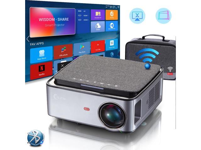 1080P Native WiFi Projector Android 9, Full HD 7500 Lumen 20000:1 Bluetooth Projector for Home & Office, 4K Side Projection 4D Keystone Screen.