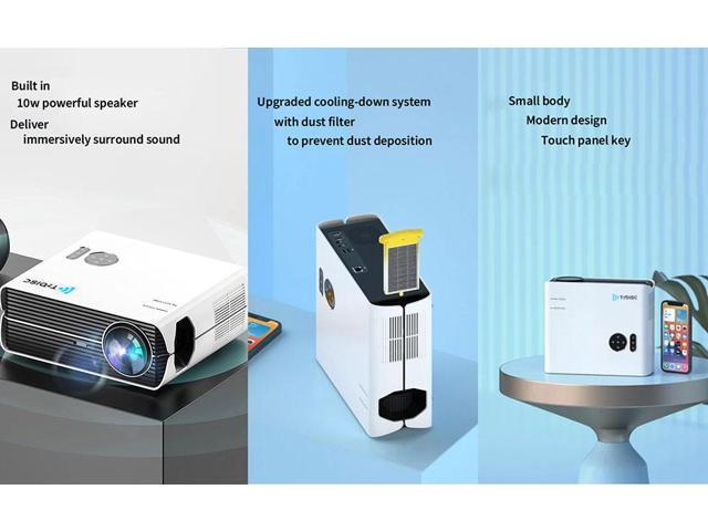 TROISC Home Theater Projector 4K Supported Android 9.0,Native 1080P 10000 Lumens WiFi Projector,Smart Keystone Correction Side Projection,Digital...