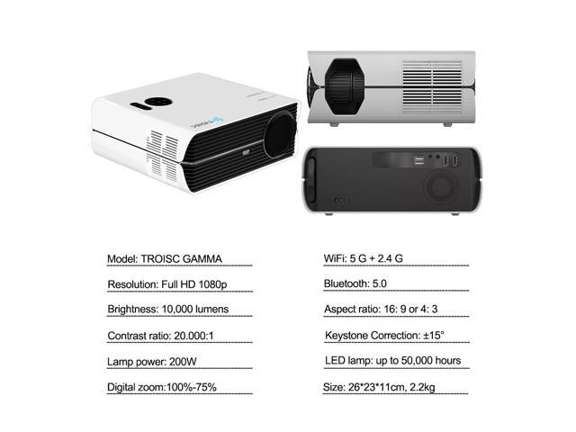 TROISC Home Theater Projector 4K Supported Android 9.0,Native 1080P 10000 Lumens WiFi Projector,Smart Keystone Correction Side Projection,Digital...