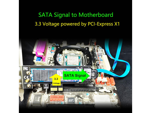 GLOTRENDS PA09-SA M.2 SATA Adapter for M.2 NGFF SATA SSD, With M.2 Screws and SATA Cable