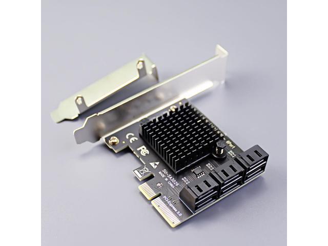 GLOTRENDS SA3026 6 Ports PCIe X4 SATA 3.0 Expansion Card, Including SATA Cables and 1:5 SATA Splitter Power Cable, Compatible with...