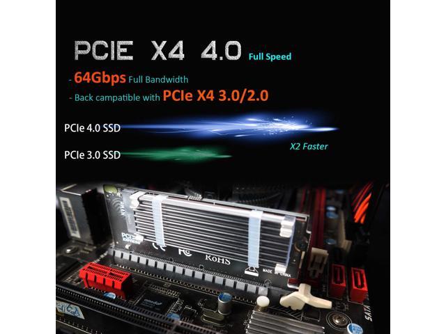 GLOTRENDS PA05-HS M.2 NVMe to PCIe 4.0 X4 Adapter with M.2 Heatsink, Without Bracket for Compact Case or 2U high Case Installation, for...