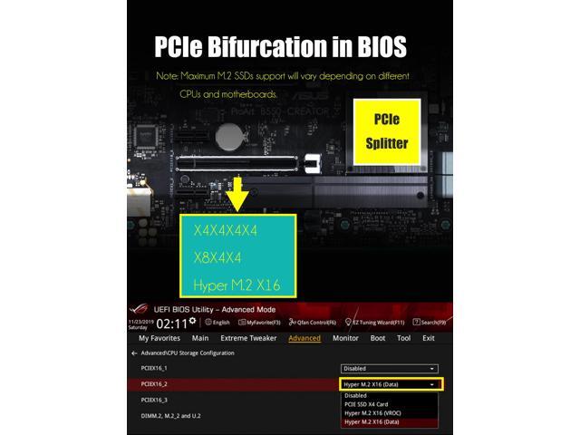 GLOTRENDS PU41 Quad U.2 SSD to PCIe 4.0 X16 Adapter Without PCIe Bifurcation Function (PCIe Bifurcation Motherboard is Required)