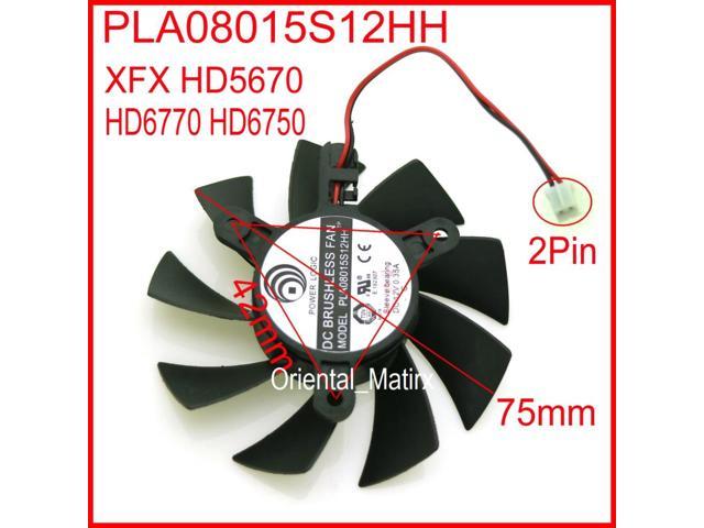 DC BRUSHLESS FAN PLA08015S12HH 12V 0.35A 75mm 42x42x42mm XFX HD5670 HD6770 HD6750 Graphics Card Cooling Fan 2Wire