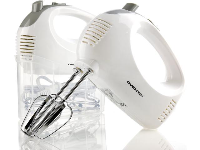 Ovente Portable 5 Speed Mixing Electric Hand Mixer with Stainless Steel Whisk Beater Attachments & Snap Storage Case, Compact Lightweight 150 Watt. photo