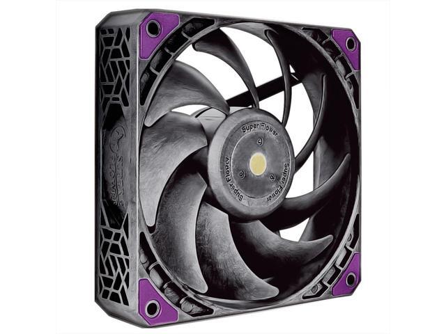 Super Flower MEGACOOL 140mm fan, 12-pole motor, PWM, Black/Grey, Computer Case Fan, Anti-Vibration Mounting Pads, SF-PF141-BK, 30mm depth
