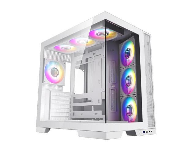 Super Flower Thunder White / Panoramic Case / Tempered Glass ATX Mid Tower Computer Case / 4 x ARGB Fan / Leadex VII Platinum ATX 3.1 1000W White...