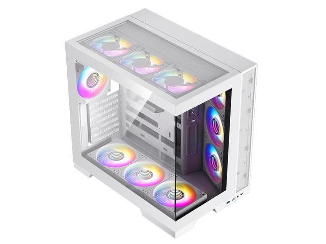 Super Flower Thunder White / Panoramic Case / Tempered Glass ATX Mid Tower Computer Case / 4 x ARGB Fan / Leadex VII Platinum ATX 3.1 1000W White...