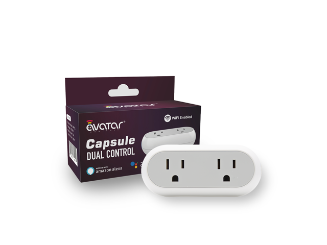 Avatar Controls Smart Capsule Outlet WiFi Plug, Dual 2 in 1 Electrical Socket Compatible with Alexa/Google Assistant/IFTTT, Energy Monitoring, APP.
