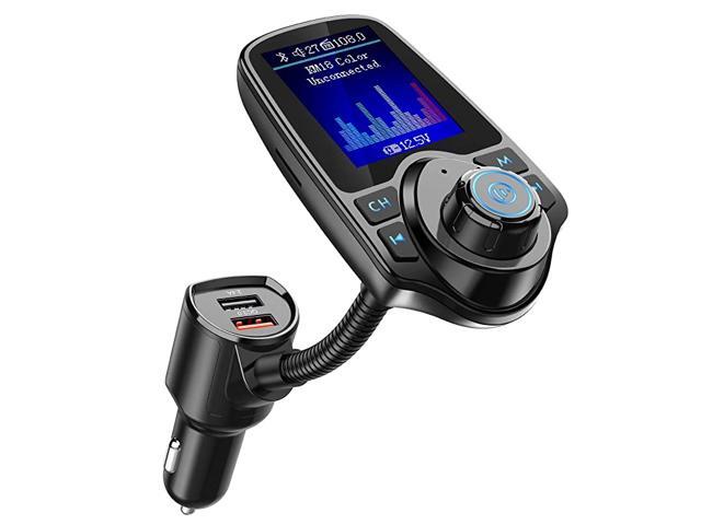 Wireless in-Car Bluetooth FM Transmitter Radio Adapter Car Kit,1.8 Inch Display Supports TF/SD Card andQC3.0 & 5V/2.4A Charging for All Smartphones...