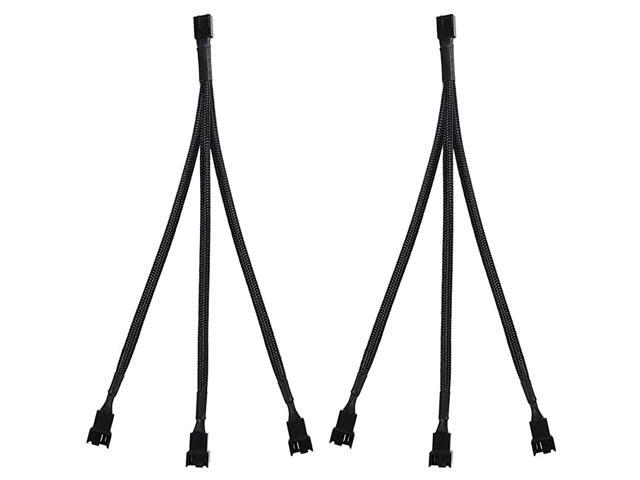 2 Pack 4Pin PWM Fan Splitter Cable Sleeved Braided Adapter Computer PC Fan Power Extension Cable 1 to 3 Converter for Computer ATX Case 4Pin3Pin...