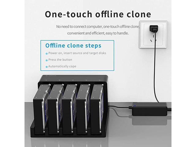 USB 30 to SATA External Hard Drive 5 Bay Docking Station with Duplicator Offline Clone Function for 25 or 35in HDD SSD Support 5X 10 TB