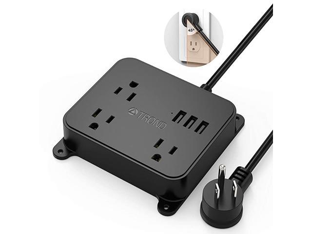 Power Strip with USB, Wall Mountable Outlet Extender with 3 Widely Spaced Outlets and 3 USB Ports, Flat Plug, 4.5ft Extension Cord, for Home. photo
