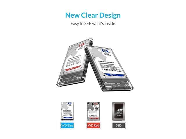 25 USB 3 External Hard Drive Enclosure USB30 to SATA Portable Clear Hard Disk Case for 25 inch 7mm 95mm SATA HDD SSD Support UASP SATA III Max 4TB...