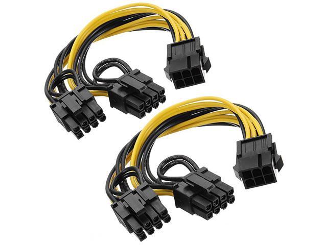 6 Pin to Dual PCIe 8 Pin 6+2 Graphics Card PCI Express Power Adapter GPU VGA YSplitter Extension Cable Mining Video Card Power Cable 9 inches 2 Pack