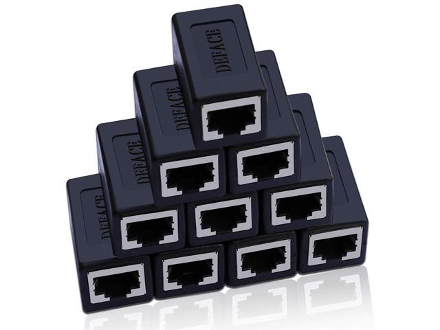 DEFACE RJ45 Coupler Cable Coupler Cat8 Cat7 Cat6 Cat5e Female to Female Ethernet Adapter 10pcs per Pack Black