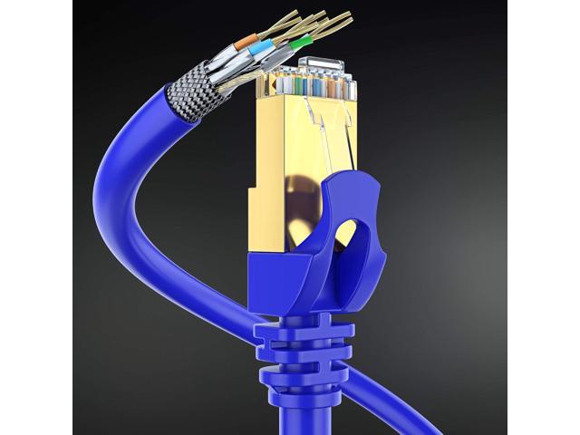 Cat 7 Ethernet Cable 100 ft - High-Speed Internet & Network LAN Patch Cable, RJ45 Connectors - 100ft / Blue - Perfect for Gaming, Streaming, and More