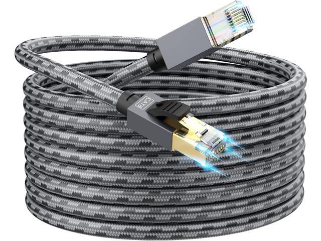 SNANSHI 150 ft Ethernet Cable, CAT 8 Heavy Duty 26AWG Nylon Braided High Speed Cat8 Network LAN Patch Cord, 40Gbps 2000Mhz SSTP Double Shielded...