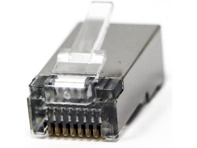Tupavco TP806 Shielded RJ45 CAT5 CAT5E Crimp Connector (100 Pack Bag) 8P8C STP Ethernet Network Cable Plug Crimp Jack...