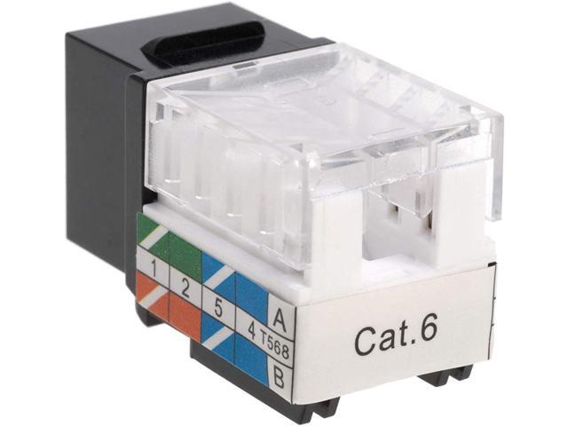 Cat6 45° Angled Keystone Ethernet Wall Jack Punch Down UTP 45-Degree (Easier Termination Than 90-Degree), RJ45 Slim Profile Speed Termination Black...