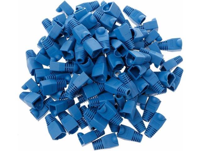 100pcs RJ45 Cat6 Cat5E Ethernet Cable Snagless End Boots Cap Connector Cover Modular (Blue)