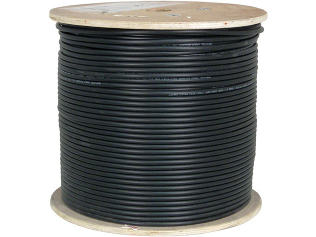 Vertical Cable Cat6A 10G, Shielded, 23AWG, Solid Bare Copper, PVC, 1000ft, Bulk Ethernet Cable, Black