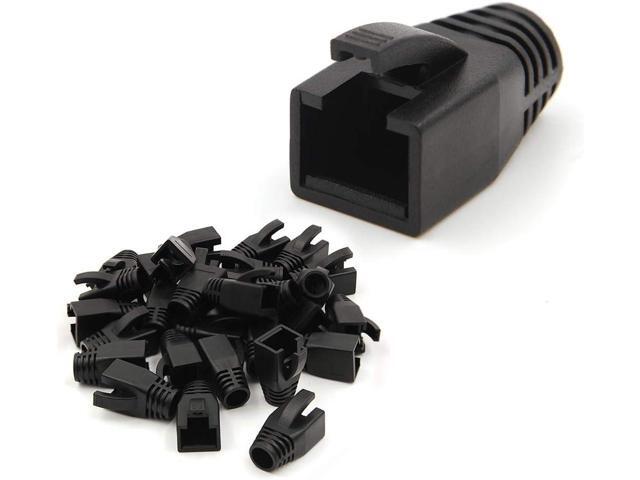 VCE 30-Pack Cat6A/Cat7 Ethernet RJ45 Boots Strain Relief Boots Cable Cap Connector Plug Cover Soft Plastic -Black