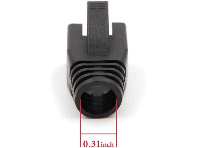 VCE 30-Pack Cat6A/Cat7 Ethernet RJ45 Boots Strain Relief Boots Cable Cap Connector Plug Cover Soft Plastic -Black