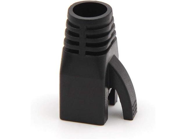 VCE 30-Pack Cat6A/Cat7 Ethernet RJ45 Boots Strain Relief Boots Cable Cap Connector Plug Cover Soft Plastic -Black