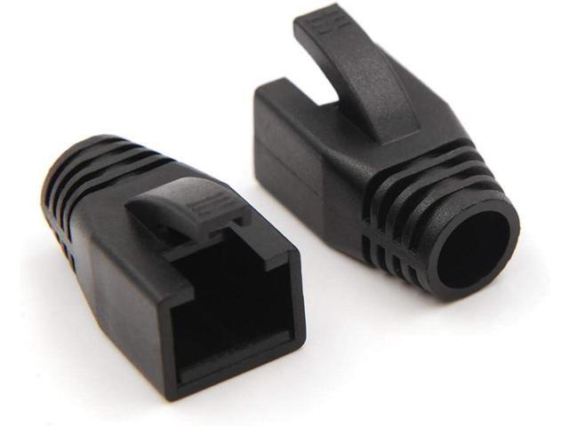 VCE 30-Pack Cat6A/Cat7 Ethernet RJ45 Boots Strain Relief Boots Cable Cap Connector Plug Cover Soft Plastic -Black